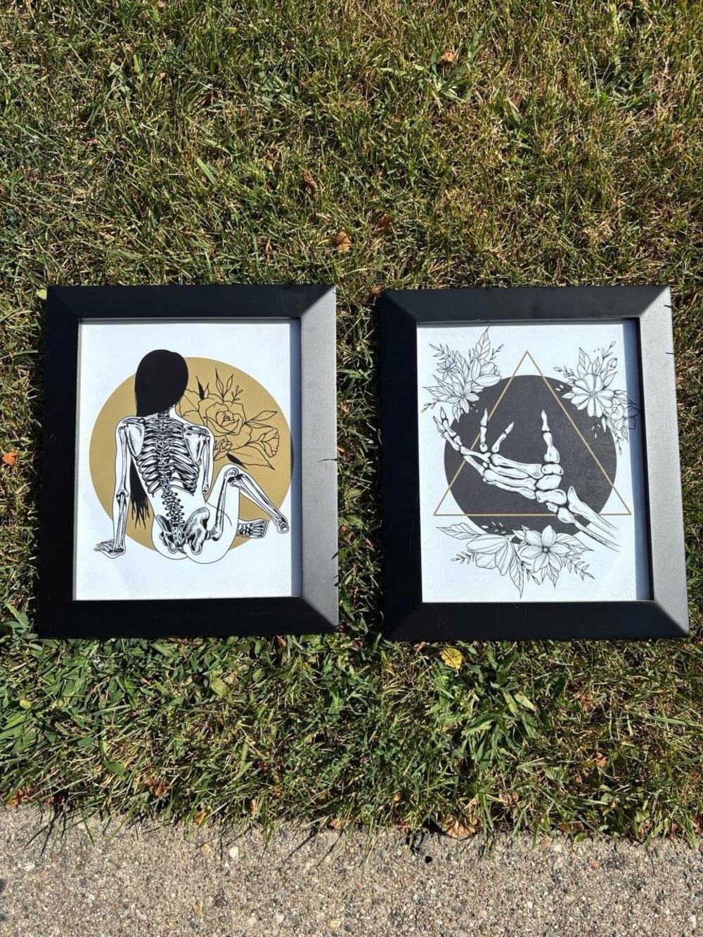 Black & Gold Skeleton Art Print Set - Home Art